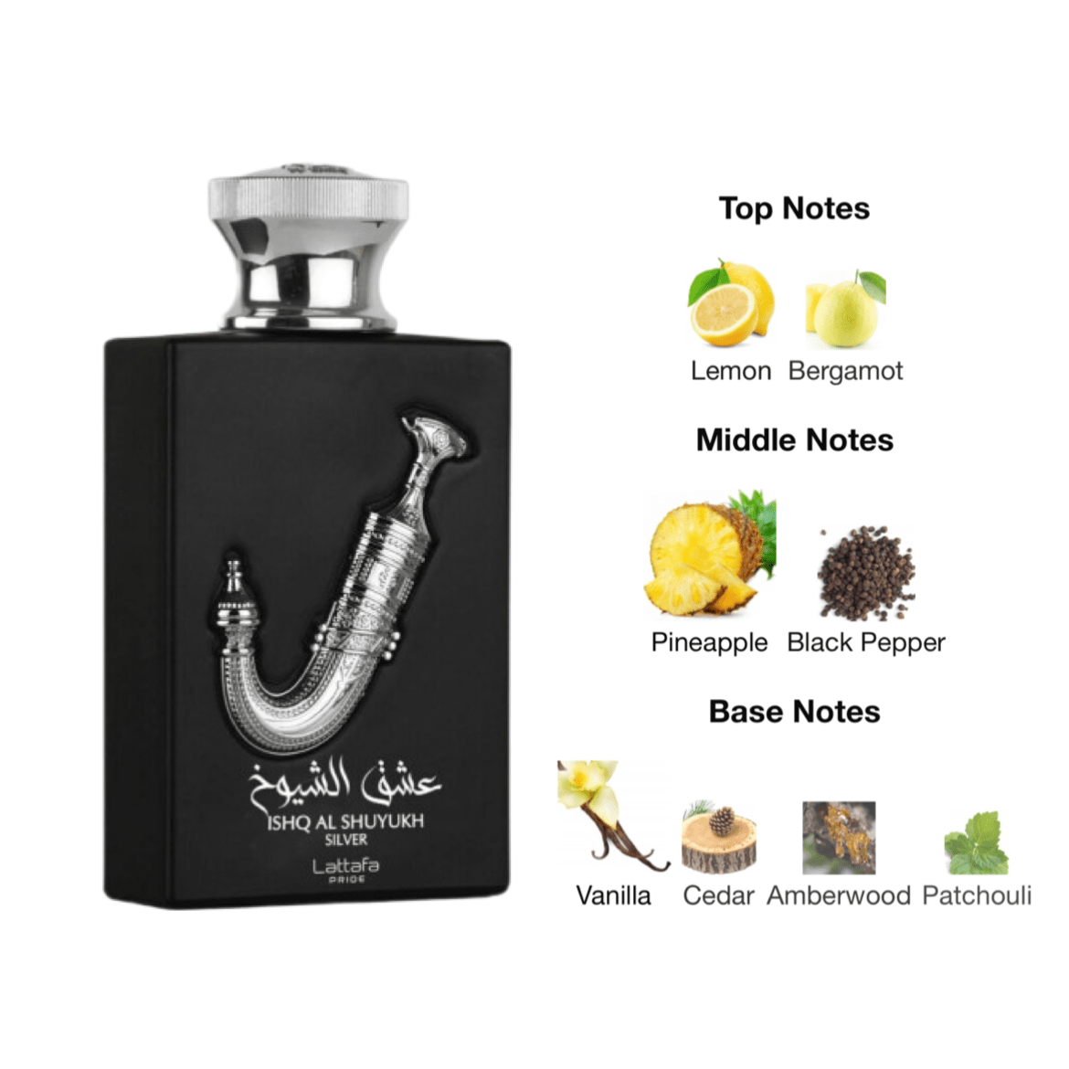 Lattafa Ishq Al Shuyukh Silver EDP - 100 ml - YARA Illatbazár