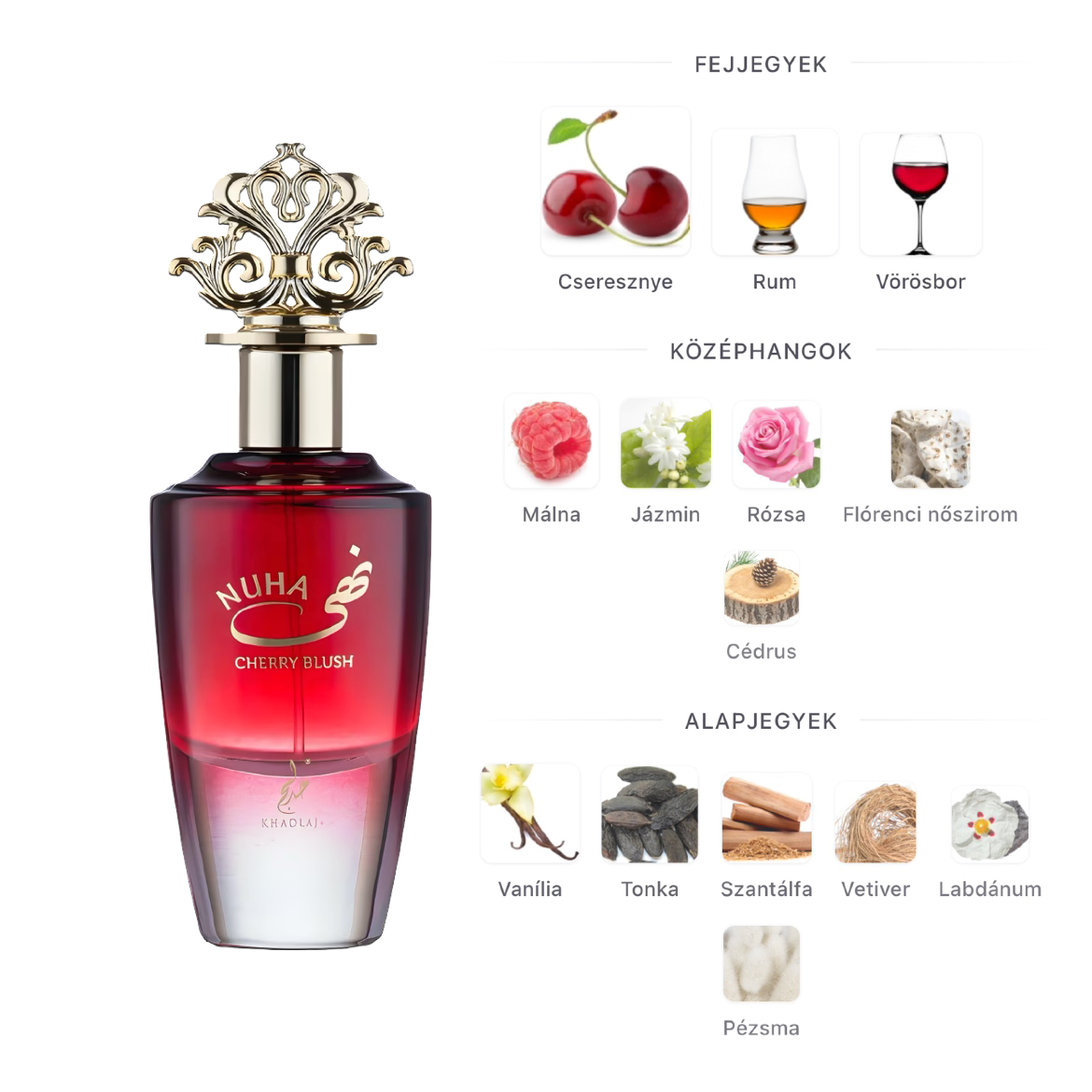 Khadlaj Nuha Cherry Blush EDP - 85 ml - YARA Illatbazár